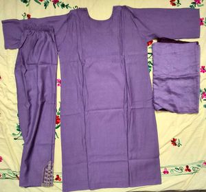 Purple Embroidered Kurta Set with Dupatta