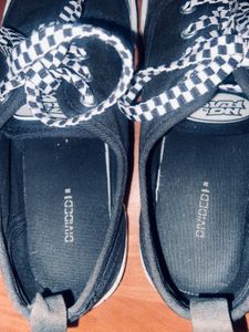 H&amp;M Divided Black Canvas Trainers, Checkered Laces