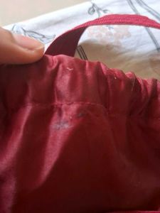 Quilted Red Drawstring Handbag