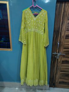 Real Mirror Work Beautiful Gown With Dupatta