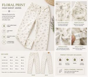 H&M Floral Print High Waist Jeans