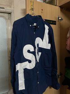 Men's Navy Blue Graphic Print Shirt