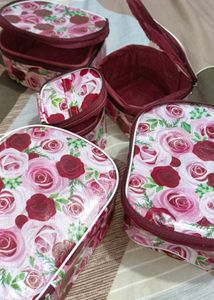 5 Floral Print Cosmetic Bags Set