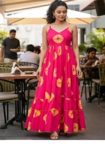Pink &amp; Yellow Tiered Maxi Dress