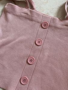 Mauve Pink Button-Up Crop Top with Tie Straps