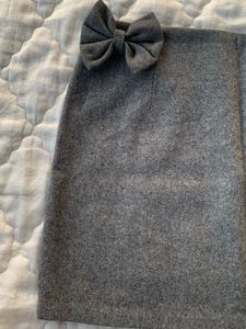 Gray Mini Skirt with Bow Detail