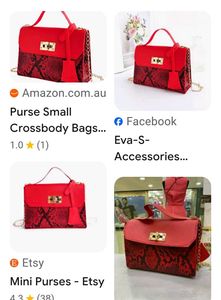 Chic Red Snake Print Mini Bag