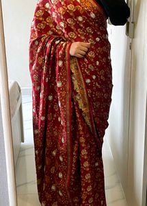 Stunning Red Embellished Pure Silk Saree 💜