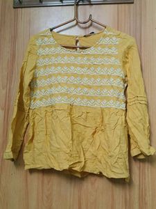 Yellow Embroidered Peplum Top