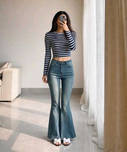 Classic Navy & White Striped Ribbed Knit Top | Lon