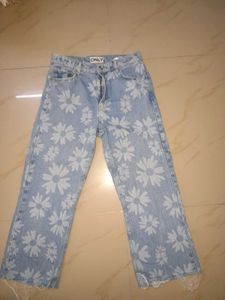 ONLY Floral Print Wide Leg Jeans for Women