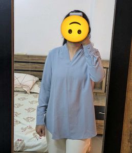 Light Blue V-Neck Tunic Top