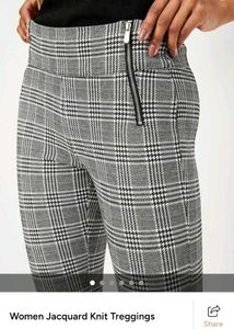 Plaid Zipper Detail Treggings