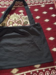 Black Halter Neck Blouse with skirt