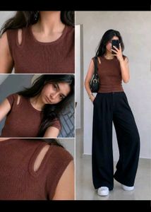 Stylish Brown Cut-Out Tank Top🤎