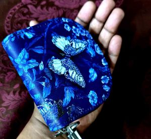 Blue Butterfly Pouch with Strap