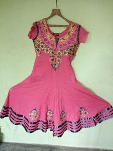 Heavy Work Pink Anarkali L size