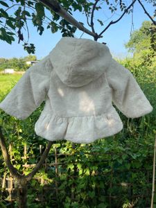 Cream Faux Fur Hooded Jacket