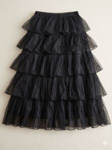 Tiered Black Tulle Skirt