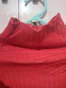 Red Long Sleeve High neck crop top