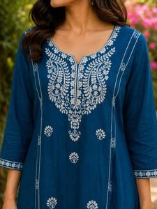 Elegant Blue Embroidered Kurta