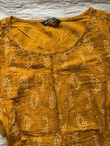 Yellow Printed Anarkali Kurta
