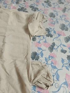 Beige V-Neck Kaftan Kurta