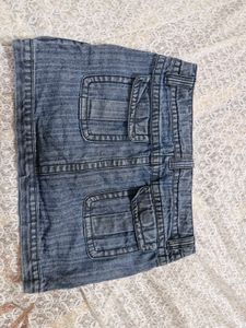 Denim Skirt with Built-in Shorts