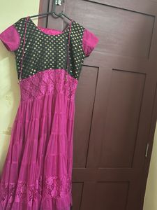 Beautiful magenta Embroidered anarkali kurta set
