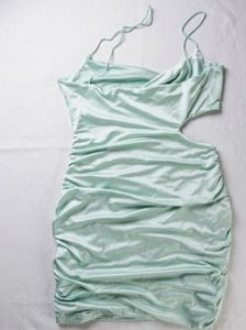 Light Blue Cutout Ruched Mini Dress