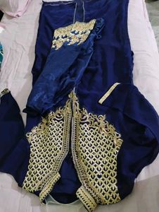 Elegant Blue Embroidered Ethnic Gown