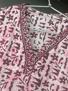 Pink Printed Kurta with Salwar