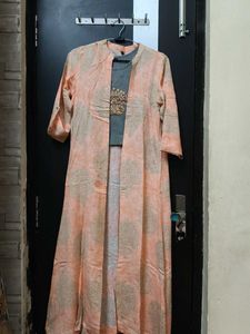 Embroidered Grey Sleeveless Blouse