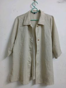 Beige Linen Blend Lightweight Jacket