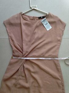 Peach Twist Front Midi Dress