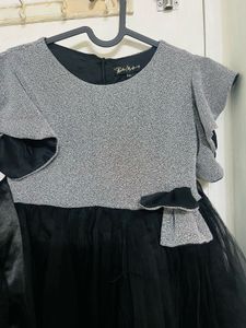 Girls Grey &amp; Black Party Dress