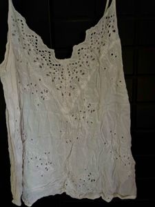Boho White deep neck Camisole Top 🤍