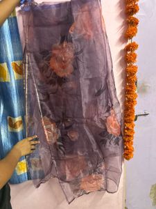 Sheer Floral Print Dupatta
