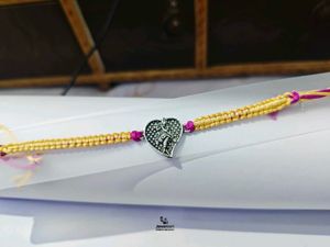 Pure Silver Heart Krishna Charm Rakhi Bracelet