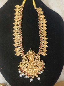 Traditional Gold Necklace with Lakshmi Pendant
