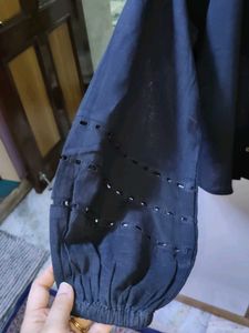 Cotton Black Button-Up Shirt