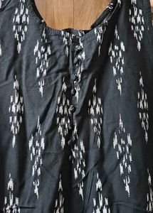 Black Ikat Print Kurta