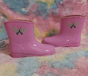 Pink Butterfly Rain Boots