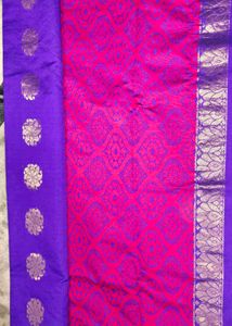 Vibrant Pink & Purple Brocade Saree