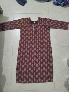 Stylish Brown Printed Kurta Set(not used)