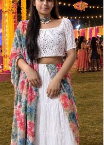 White navratri Lehenga Choli Set