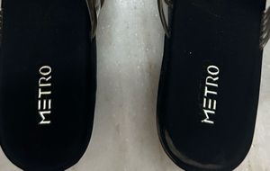 Stylish Black and Gold Flat Sandals