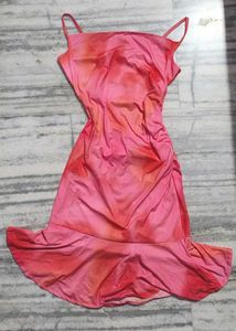Sunset Pink Tie-Dye Ruched Mini Dress 🌺