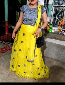 Yellow Net Lehenga Choli