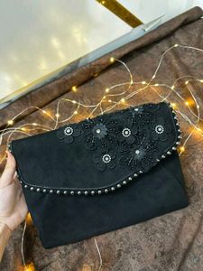 boutique piece Elegant Black Beaded Clutch